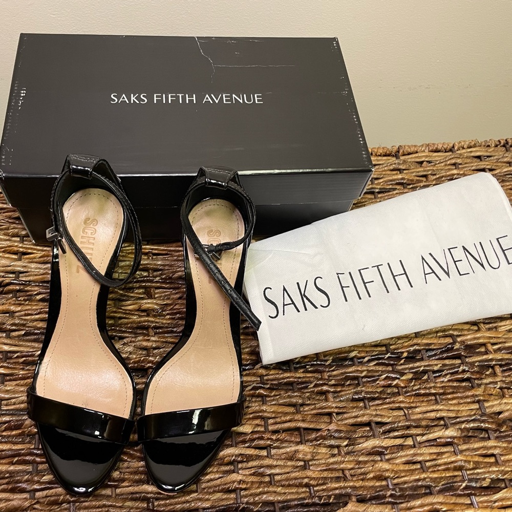 Schutz Black Patent Leather Sandals